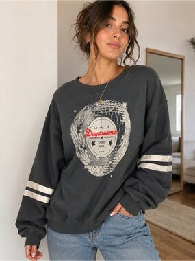 Daydreamer Charcoal Graphic Crewneck Sweatshirt